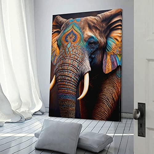 Снимка на Художествен Плакат Колоритен Африкански Слон Домашен Стенен Стенен Декор Художествени Картини на Платно