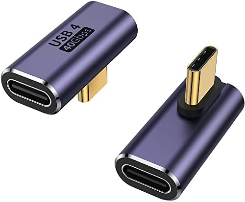 AuviPal 90 Градуса Правоъгълен USB адаптер C Male-USB C Female, 2 комплекта, удължителен кабел USB Type C Thunderbolt