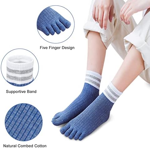 MENOLY, 5 Чифта чорапи, без чорап, Памучни Спортни чорапи с пет пръста за жени, Чорапи с пет чорапи, Разноцветни