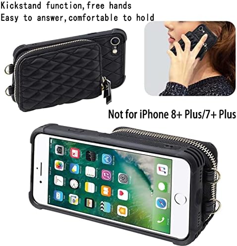 Чанта-портфейл MONASAY с цип за iPhone SE 2022/2020/8/7, [Стъклена Защитно фолио за екрана] [Блокиране на RFID],