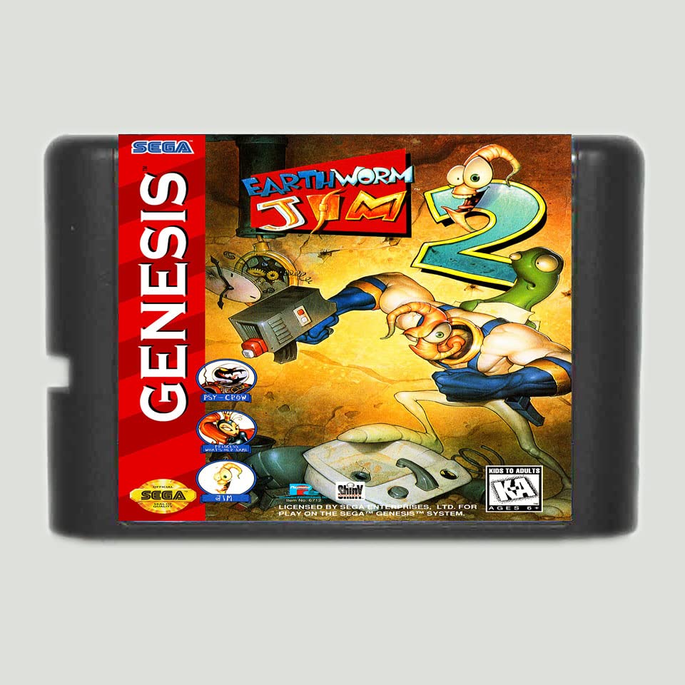 Earth Worm Джим 2 16-Битова Игрална карта MD за Sega Mega Drive За Genesis-СТРАЙДЪР