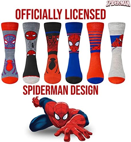 Чорапи Marvel със спайдърмен на за момчета и Мъже, 6 Опаковки Чорапи за Мъже и Момчета, Мъжки Спортни Чорапи,