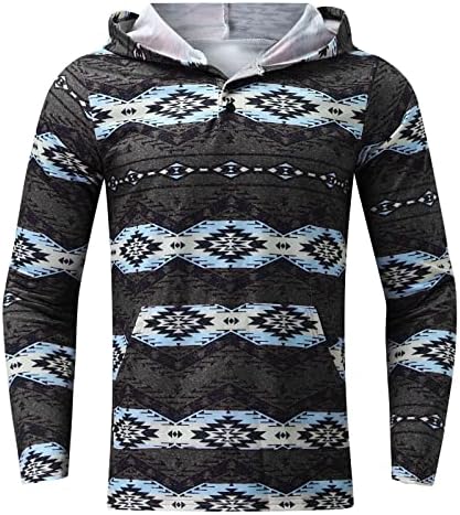 XIAXOGOOL Мъжка Спортна риза в стил Уестърн Ацтеките с племенните ацтекским принтом, Блузи с цип 1/4, Пуловер,