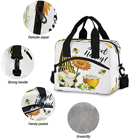 Oarencol Джуджетата Пчелите Слънчогледи Изолирано Чанта за Обяд Сладък Мед за многократна употреба Охладител