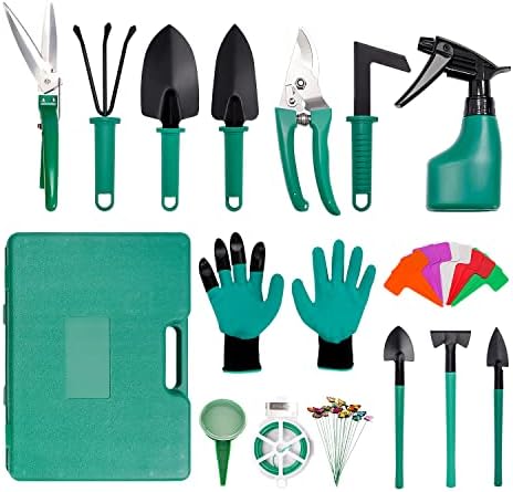 Комплект градински инструменти Kolvoii, 45 бр., градински инструменти с калъф за носене на ръка, тежки Нескользящие Ергономични ръчни градински инструменти, включителн