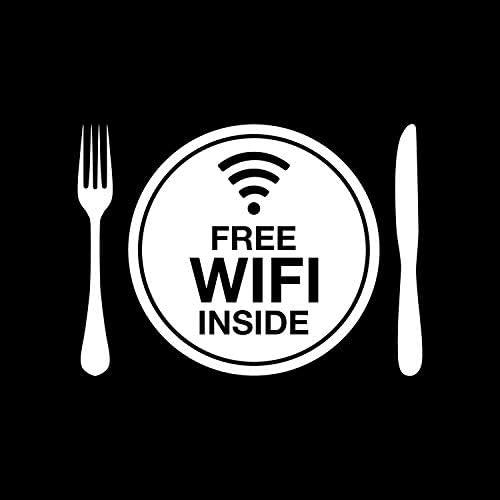 Винил Арт стикер за стена - Плоча с безплатен Wi-Fi интернет - 8 x 11 - Модерен Стикер с интернет-табела, Символ