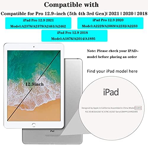 Калъф JIANXIANG за Новия iPad Pro 12,9 См Case 2021 5th / 4th /3rd поколение с защитно фолио за екрана, сгъваема