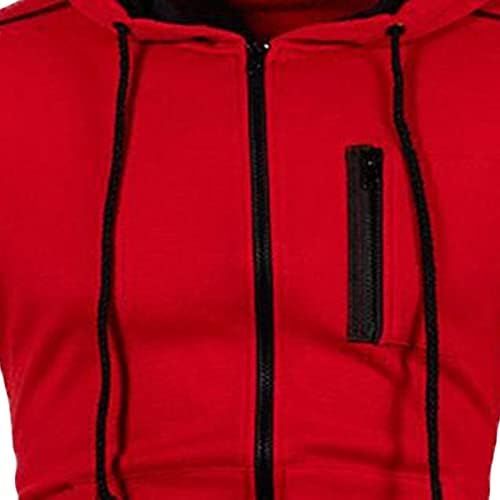 Maiyifu-GJ Мъжки ежедневни блузи с цип, руното спортна hoody с дълъг ръкав, леки блузи с качулка и джобове с