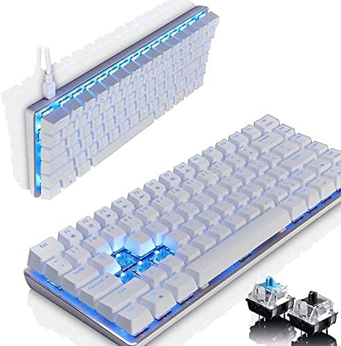 LexonElec Жичен Детска Клавиатура AK33 със Синя led Подсветка 82 Клавишите USB Механична Клавиатура Pro Gamer