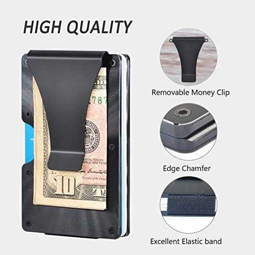 Метални портмонета за мъже с щипка за пари - Тънък Минималистичен Алуминиев Чантата с RFID-заключване за кредитни