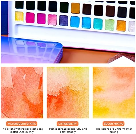 Набор от акварельных бои Meiliang 48 цвята с подложка от акварельной хартия, 36 ярки цветове, 12 брилянтни цветове,