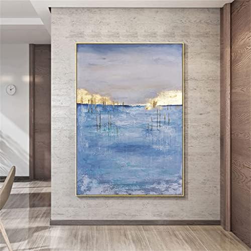 YXBDN Ръчно изработени Синьо Море Златна Фолио Живопис с маслени бои Стенно Изкуство Платно Картина на Съвременната