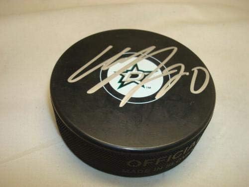 Коуди Икин подписа хокей шайба Далас Старс с автограф 1А - за Миене на НХЛ с автограф