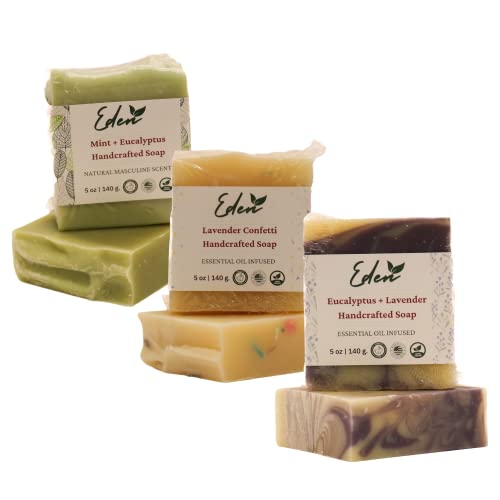 Eden Daily Essentials - Физически ръчно изработени сапуни, 3 опаковки - За избор на Мъжки сапун / Мъжки аромати,