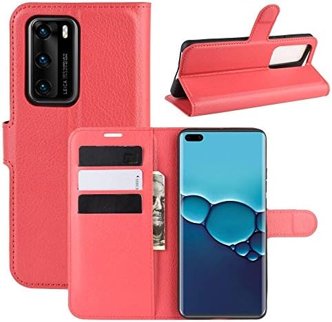 Чанта за мобилни телефони Кожен Калъф-поставка за Huawei P40 с текстура Личи, Хоризонтален Флип-Защитен Калъф