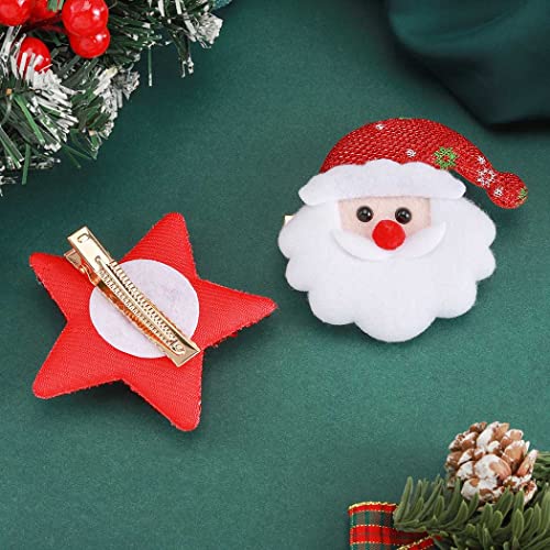 Коледна Шнола Bartosi, Щипки за коса с Дядо Коледа, Мили Фиба за коса във формата на Звезди, Украса за Коледното