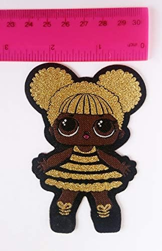 Нашивка за пчелния на матката кукли ХАХА. Тъкани, Гладеный, с златна нишка люрекса. Размер 3,5 x 2.4. (89 mm
