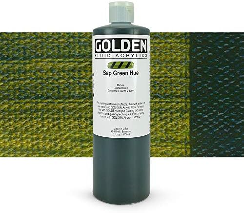 Исторически акрилни бои Golden Fluid - Сочно-Зелен оттенък - Бутилка обем 16 унции