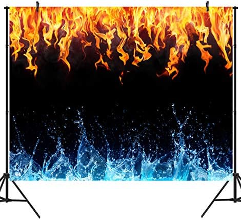DULUDA 10X8FT Безшевни Ледена Огнения Фон Художествена Синя Вода Червен Пламък Винил Снимков Фон за Селфи Снимки