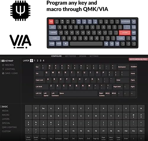 Ключодържател K6 Pro QMK/Безжична Ръчна Клавиатура VIA, Адаптивни Програмируеми Макро, червен ключ Keychron