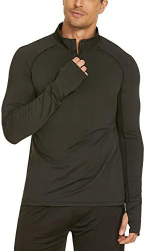 COOrun Мъжки Спортни Ризи с дълъг Ръкав с цип 1/4, Пуловер За Джогинг, Блузи, Hoody, Градинска Риза