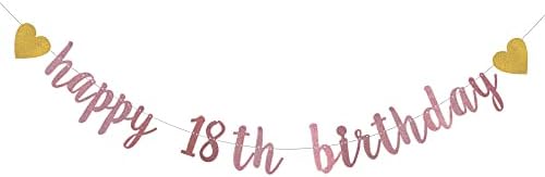 XIAOLUOLY Банер с Пайети от Розово Злато, Предварително Натянутый, Украса За парти на 18-ти Рожден Ден, Табели