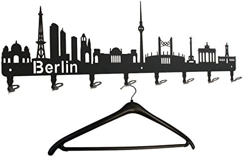 steelprint.de Закачалка за дрехи на дъската - Berlin Skyline - 80 см - German City - Монтиране на стена - Красив