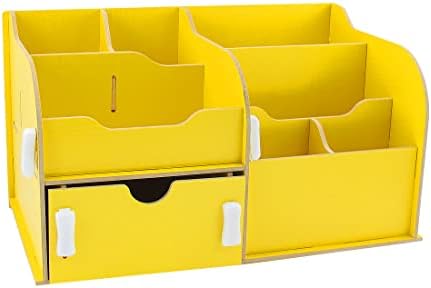 Ruilogod Домакински Жълт Дървен Блок DIY Модел 8 Слотове Кутия За съхранение на Контейнер (id: f7c 900 665 df4