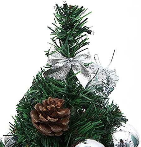 Lazyspace Мини Настолна Коледно Дърво от Борови Шишарки с Led Подсветка Изкуствено Растение Коледен Декор за