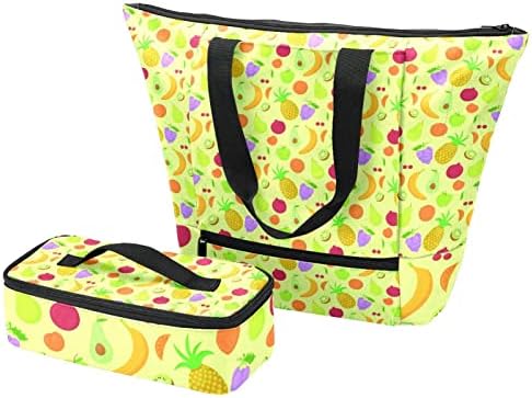 Хубава Цветна Чанта-тоут джоб с плодове за жени, Пътна Работна Чанта с Изолирана чанта за Обяд