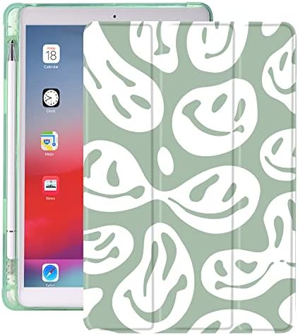 Idocolors Сладък калъф-панел с призрачно лице зелен цвят за ipad, 7-ми / 8-ми /9-то поколение (калъф за iPad