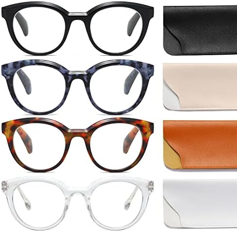LOUOL 4 Опаковки Ридеров за жени, Очила за четене, Блокиране на Синя Светлина, Анти-UV-Лъчи, Отблясъци Усталостные