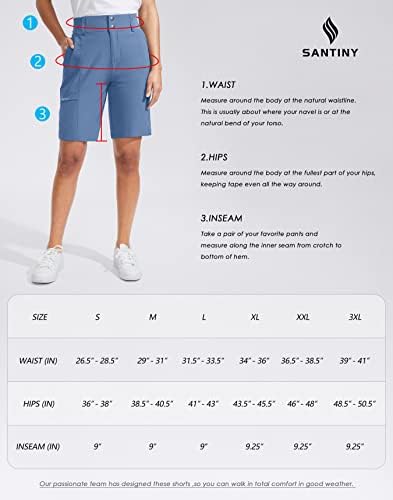 SANTINY Дамски Туристически Панталони за Голф 9 инча С Висока Талия, бързо съхнещи-Дълги, къси Панталони-Бермуди