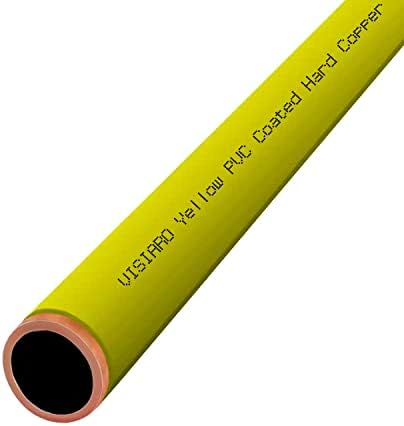 Тръба от твърди медни Visiaro жълт цвят с PVC покритие, 1 м, Външен диаметър 3/8 инча, Дебелината на стената