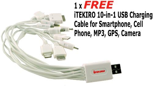 iTEKIRO AC Стенно Зарядно за Кола dc Комплект за Panasonic VDR-D160 + iTEKIRO 10-в-1 USB Кабел За зареждане