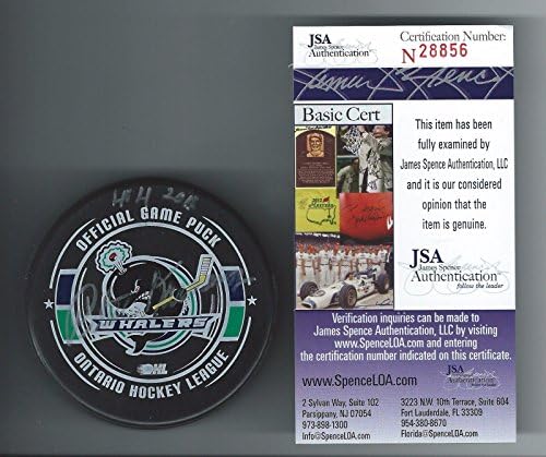 Миене на Питър Карманоса с автограф Плимут Уэйлерс, аутентифицированная JSA - за Миене на НХЛ с автограф