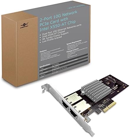 Vantec 2-портов ethernet карта PCIe 10G с чип на Intel X550-AT с низкопрофильным група 9K Jumbo Frame на слотове