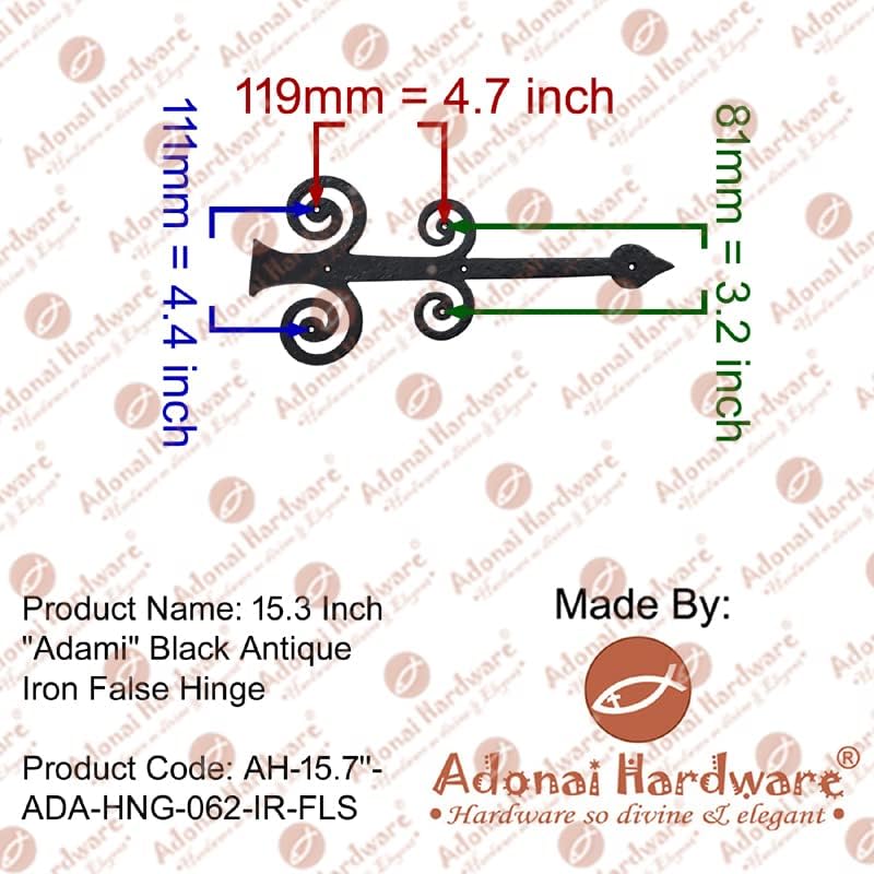 Носи етикет за услугата контур Adonai Hardware 15,30 инча Adami от черно антикварен желязо - Идва по 2 броя