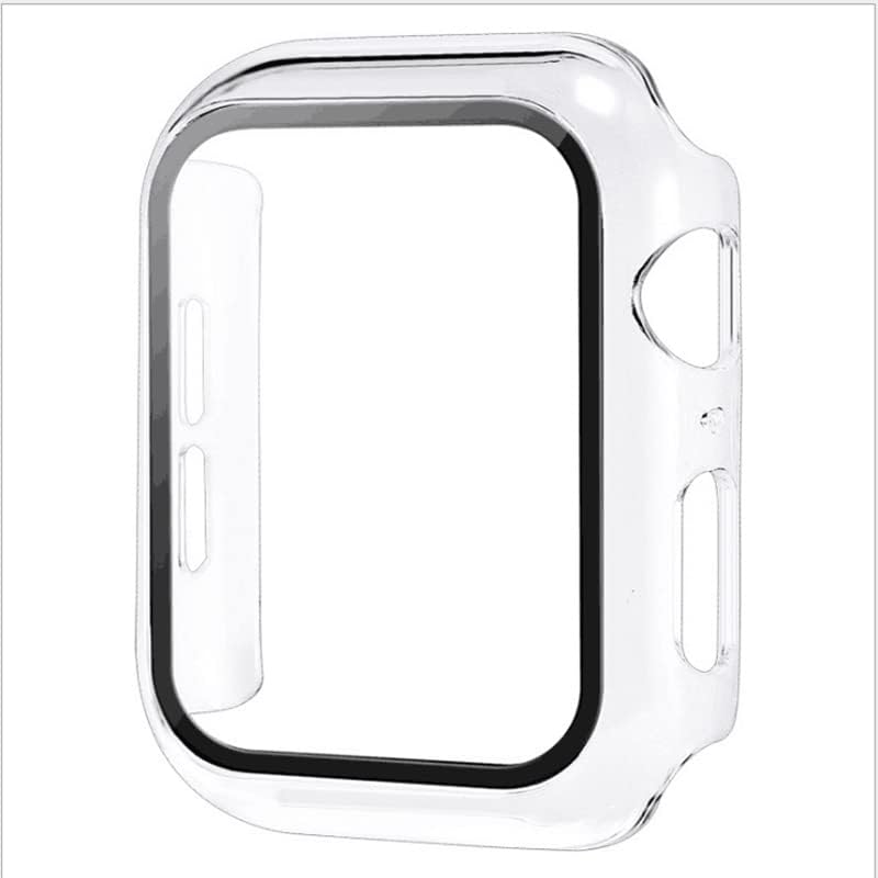 Pviti, Твърд калъф за PC, 1 опаковка на космически черни на цвят и 1 опаковка прозрачно защитно фолио от закалено стъкло, която е съвместима с Apple Watch S7, S8, 45 мм, ультратонка